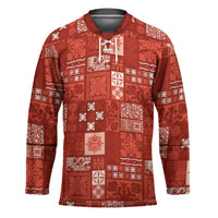 Vintage Hawaiian Quilting Patterns Hockey Jersey Red Style Tribal Fabric Patchwork - Polynesian Pride
