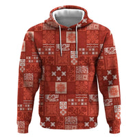 Vintage Hawaiian Quilting Patterns Hoodie Red Style Tribal Fabric Patchwork - Polynesian Pride
