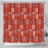 Vintage Hawaiian Quilting Patterns Shower Curtain Red Style Tribal Fabric Patchwork - Polynesian Pride
