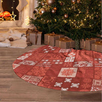 Vintage Hawaiian Quilting Patterns Tree Skirt Red Style Tribal Fabric Patchwork - Polynesian Pride