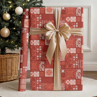 Vintage Hawaiian Quilting Patterns Wrapping Paper Red Style Tribal Fabric Patchwork - Polynesian Pride