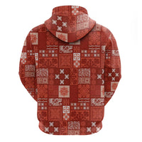 Vintage Hawaiian Quilting Patterns Zip Hoodie Red Style Tribal Fabric Patchwork - Polynesian Pride