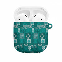 Vintage Hawaiian Quilting Patterns AirPods Case Turquoise Style Tribal Fabric Patchwork - Polynesian Pride