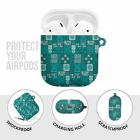 Vintage Hawaiian Quilting Patterns AirPods Case Turquoise Style Tribal Fabric Patchwork - Polynesian Pride