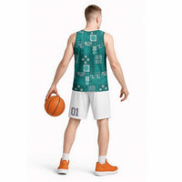 Vintage Hawaiian Quilting Patterns Basketball Jersey Turquoise Style Tribal Fabric Patchwork - Polynesian Pride