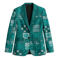 Vintage Hawaiian Quilting Patterns Blazer Turquoise Style Tribal Fabric Patchwork - Polynesian Pride