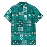 Vintage Hawaiian Quilting Patterns Family Matching Short Sleeve Bodycon Dress and Hawaiian Shirt Turquoise Style Tribal Fabric Patchwork LT9 - Polynesian Pride