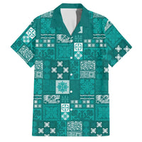 Vintage Hawaiian Quilting Patterns Family Matching Tank Maxi Dress and Hawaiian Shirt Turquoise Style Tribal Fabric Patchwork - Polynesian Pride