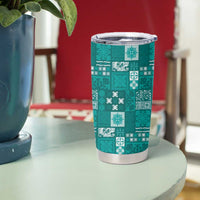 Vintage Hawaiian Quilting Patterns Tumbler Cup Turquoise Style Tribal Fabric Patchwork - Polynesian Pride