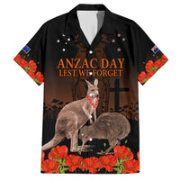 Kangaroo and Kiwi Bird ANZAC Day Custom Family Matching Off Shoulder Maxi Dress and Hawaiian Shirt Soldier Style LT9 Dad's Shirt - Short Sleeve Black - Polynesian Pride