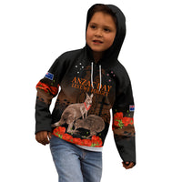 Kangaroo and Kiwi Bird ANZAC Day Custom Kid Hoodie Soldier Style LT9 - Polynesian Pride
