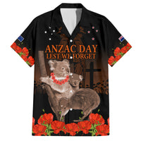Koala and Kiwi Bird ANZAC Day Custom Family Matching Off Shoulder Maxi Dress and Hawaiian Shirt Soldier Style LT9 Dad's Shirt - Short Sleeve Black - Polynesian Pride