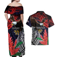 American Samoa Bald Eagle Personalized Couples Matching Off Shoulder Maxi Dress and Hawaiian Shirt Samoa Muamua Le Atua