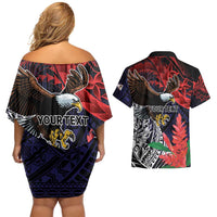 American Samoa Bald Eagle Personalized Couples Matching Off Shoulder Short Dress and Hawaiian Shirt Samoa Muamua Le Atua