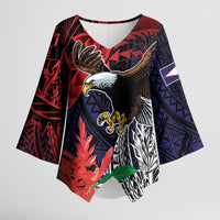American Samoa Bald Eagle Personalized Kimono Sleeve Blouse Samoa Muamua Le Atua - Polynesian Pride