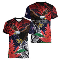 American Samoa Bald Eagle Personalized Women V-Neck T-Shirt Samoa Muamua Le Atua