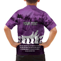 Anzac Day Gallipoli Personalised Family Matching Off Shoulder Maxi Dress and Hawaiian Shirt Purple Poppy Flowers