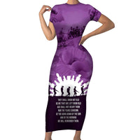 Anzac Day Gallipoli Personalised Family Matching Short Sleeve Bodycon Dress and Hawaiian Shirt Purple Poppy Flowers LT9 Mom's Dress Purple - Polynesian Pride
