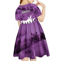 Anzac Day Gallipoli Personalised Kid Short Sleeve Dress Purple Poppy Flowers