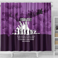 Anzac Day Gallipoli Personalised Shower Curtain Purple Poppy Flowers
