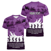 Anzac Day Gallipoli Personalised Women V-Neck T-Shirt Purple Poppy Flowers LT9 - Polynesian Pride