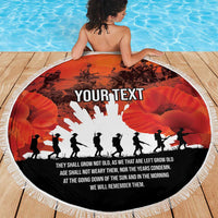 Anzac Day Gallipoli Personalised Beach Blanket Red Poppy Flowers