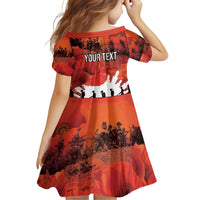 Anzac Day Gallipoli Personalised Family Matching Off Shoulder Short Dress and Hawaiian Shirt Red Poppy Flowers