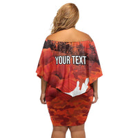 Anzac Day Gallipoli Personalised Family Matching Off Shoulder Short Dress and Hawaiian Shirt Red Poppy Flowers