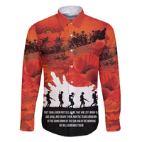 Anzac Day Gallipoli Personalised Family Matching Short Sleeve Bodycon Dress and Hawaiian Shirt Red Poppy Flowers LT9 Dad's Shirt - Long Sleeve Red - Polynesian Pride