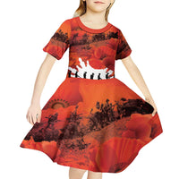 Anzac Day Gallipoli Personalised Kid Short Sleeve Dress Red Poppy Flowers