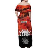 Anzac Day Gallipoli Personalised Off Shoulder Maxi Dress Red Poppy Flowers