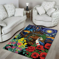 Kiwi-Kookaburra Bird ANZAC Personalised Area Rug Aussie Golden Wattle Poppy Flowers