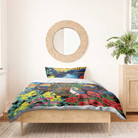 Kiwi-Kookaburra Bird ANZAC Personalised Bedding Set Aussie Golden Wattle Poppy Flowers