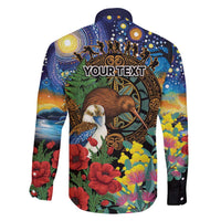 Kiwi-Kookaburra Bird ANZAC Personalised Family Matching Tank Maxi Dress and Hawaiian Shirt Aussie Golden Wattle Poppy Flowers