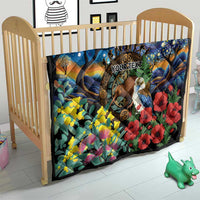 Kiwi-Kookaburra Bird ANZAC Personalised Quilt Aussie Golden Wattle Poppy Flowers
