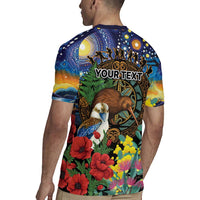 Kiwi-Kookaburra Bird ANZAC Personalised Rugby Jersey Aussie Golden Wattle Poppy Flowers