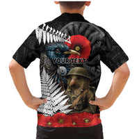 Kiwi-Tui Bird Soldier ANZAC Day Personalised Family Matching Mermaid Dress and Hawaiian Shirt Maori Silver Fern Motif LT9 - Polynesian Pride