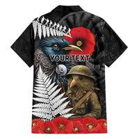 Kiwi-Tui Bird Soldier ANZAC Day Personalised Family Matching Off Shoulder Maxi Dress and Hawaiian Shirt Maori Silver Fern Motif