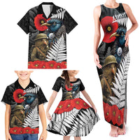 Kiwi-Tui Bird Soldier ANZAC Day Personalised Family Matching Tank Maxi Dress and Hawaiian Shirt Maori Silver Fern Motif
