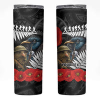 Kiwi-Tui Bird Soldier ANZAC Day Personalised Skinny Tumbler Maori Silver Fern Motif