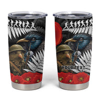 Kiwi-Tui Bird Soldier ANZAC Day Personalised Tumbler Cup Maori Silver Fern Motif