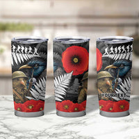 Kiwi-Tui Bird Soldier ANZAC Day Personalised Tumbler Cup Maori Silver Fern Motif