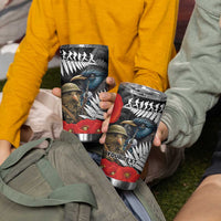 Kiwi-Tui Bird Soldier ANZAC Day Personalised Tumbler Cup Maori Silver Fern Motif