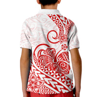 Polynesian Kid Polo Shirt Tribal Tattoo Red Screen Color LT9 - Polynesian Pride