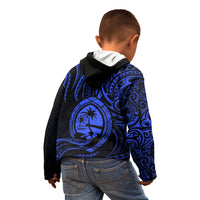 Polynesian Pride Guam Kid Hoodie With Polynesian Tribal Tattoo and Coat of Arms Blue Version LT9 - Polynesian Pride
