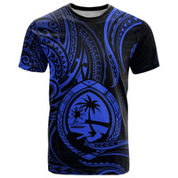 Polynesian Pride Guam T Shirt With Polynesian Tribal Tattoo and Coat of Arms Blue Version LT9 Blue - Polynesian Pride