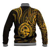 Polynesian Pride Guam Baseball Jacket With Polynesian Tribal Tattoo and Coat of Arms Gold Version LT9 - Polynesian Pride