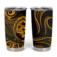 Polynesian Guam Coat of Arms Tumbler Cup Polynesian Tribal Tattoo Gold Version