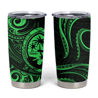 Polynesian Guam Coat of Arms Tumbler Cup Polynesian Tribal Tattoo Green Version