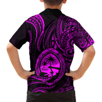 Polynesian Guam Coat of Arms Family Matching Puletasi and Hawaiian Shirt Polynesian Tribal Tattoo Purple Version LT9 - Polynesian Pride